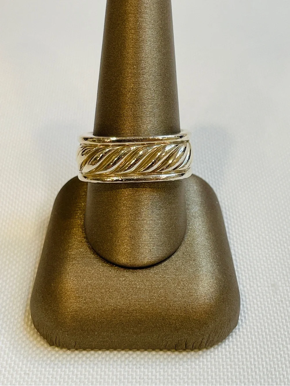 David Yurman 925 Sterling Silver Sculpted Cable Square Band Ring